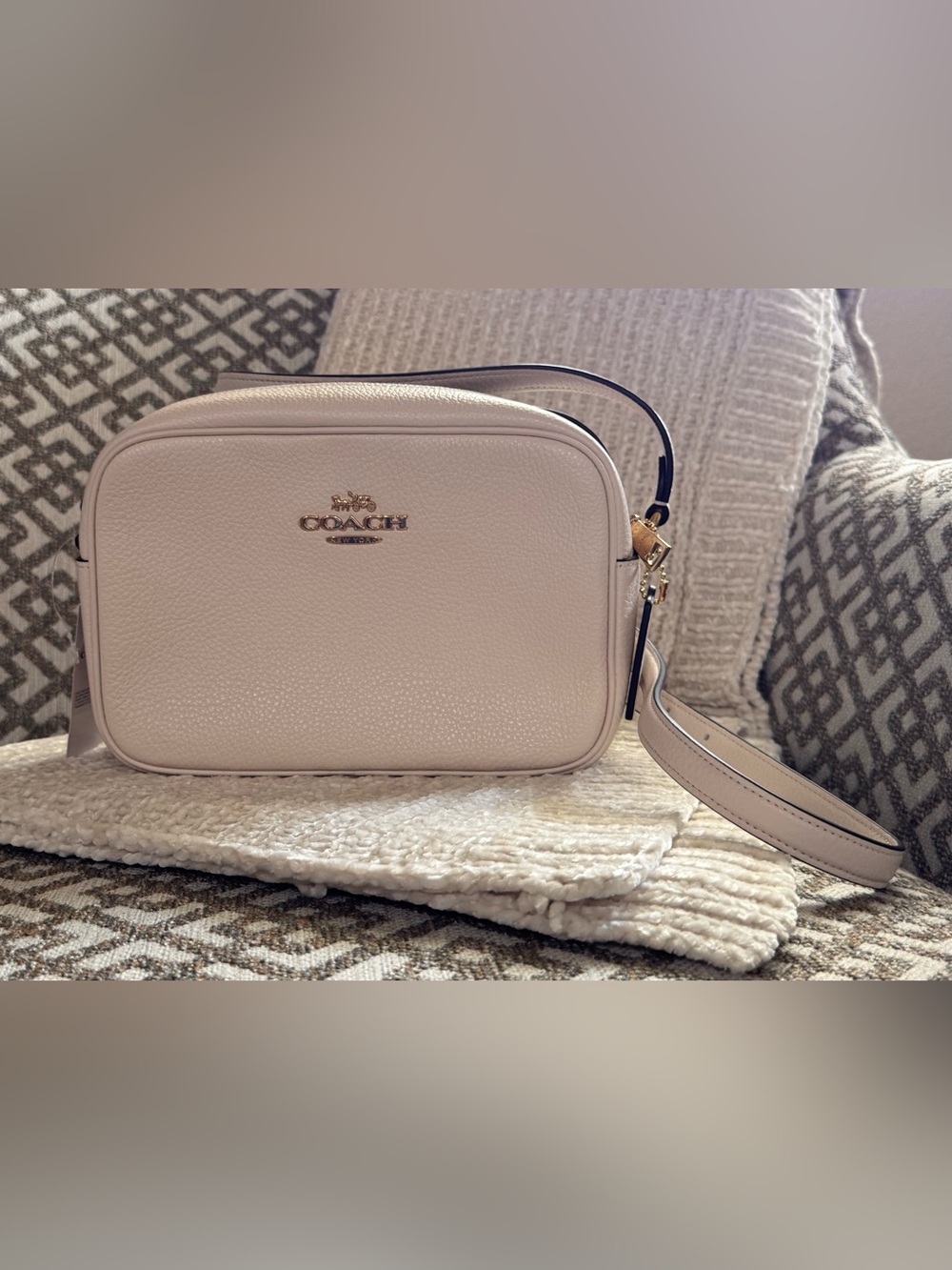 COACH NWT Jamie Camera Bag Pebble Leather Cream Chalk Off White Crossbody CR110